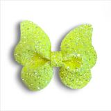 3" Glitter Faux Leather Butterfly Bow