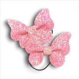 3" Glitter Faux Leather Butterfly Pony Sets