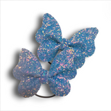 3" Glitter Faux Leather Butterfly Pony Sets