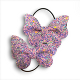 3" Glitter Faux Leather Butterfly Pony Sets