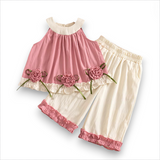 Pink Rosette Swing Top & Sailor Pant Set