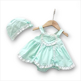 Aqua Bonnet & Romper Set