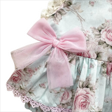 Sky Blue Pink Roses Romper