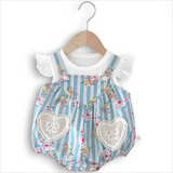 Blue Striped Floral 2pc Romper