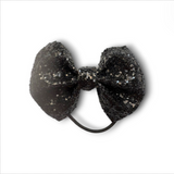 Faux Leather & Lace Glitter Bow