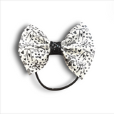 Faux Leather & Lace Glitter Bow