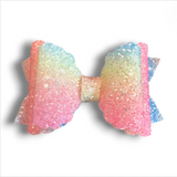 Faux Leather & Lace Glitter Bow