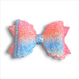 Faux Leather & Lace Glitter Bow