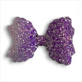 Faux Leather & Lace Glitter Bow