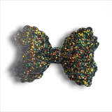 Faux Leather & Lace Glitter Bow