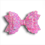 Faux Leather & Lace Glitter Bow