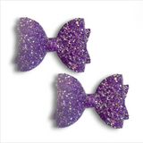 Faux Leather & Lace Glitter Bow