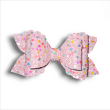 Faux Leather & Lace Glitter Bow
