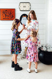 Skeleton Web 3/4 Sleeve Pocket Twirl Dress