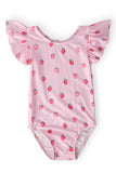 Sweet Strawberries S/S Flutter Sleeve Leotard