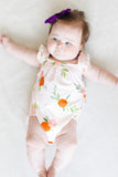 Tangerine Ruffle Cross Back Romper