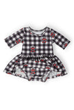 Texas Tech Plaid Raider Red 3/4 Sleeve Twirl Bodysuit