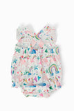 Unicorn Kisses Ruffle Cross Back Romper