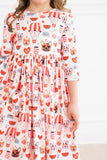Puppy Love 3/4 Sleeve Pocket Twirl Dress