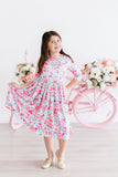 SALE Watercolor Hearts 3/4 Sleeve Pocket Twirl Dress