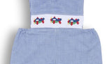 Planes Smocked Navy Gingham  Longall