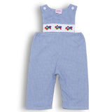 Planes Smocked Navy Gingham  Longall
