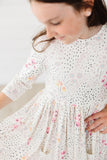 SALE Whimsical Wildflowers 3/4 Sleeve Pocket Twirl Dress