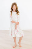 SALE Whimsical Wildflowers 3/4 Sleeve Pocket Twirl Dress