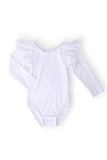 White L/S Flutter Sleeve Leotard