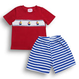 Sailboats Smocked Shirt w/Shorts Set