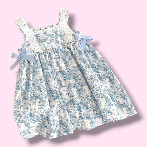 "Agatha" Blue Toile Print Sundress