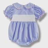 Blue Birthday Smocked Romper