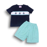 Sailboats Smocked Shirt w/Shorts Set
