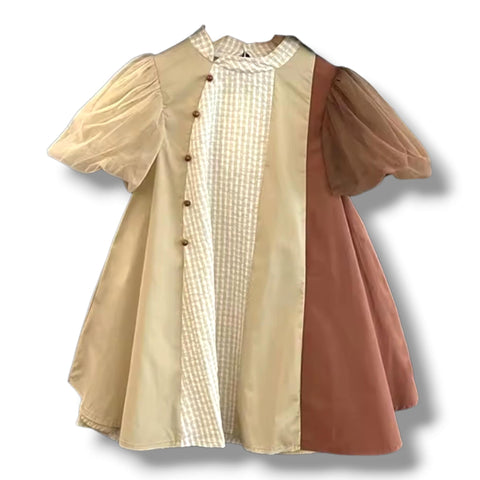 Beige Puff Sleeve Dress