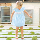 Girls Smocked Dress - Whale Watch