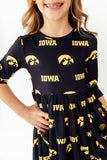 Iowa Black Tigerhawk 3/4 Sleeve Pocket Twirl Dress