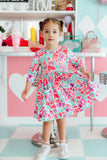 SALE Watercolor Hearts 3/4 Sleeve Pocket Twirl Dress