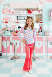 Watercolor Kisses L/S Ruffle Tee