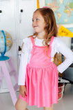 Neon Pink Faux Suede Pinafore
