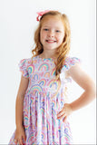 Rainbow Dreams Flutter Sleeve Twirl Dress