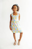 Tropical Summer Ruffle Cross Back Dress