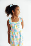 Tropical Summer Ruffle Cross Back Dress