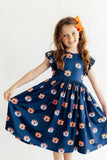 Auburn Blue Aubie Flutter Twirl Dress
