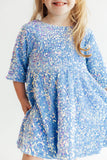 Light Blue Velvet Sequin Dress