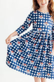 Auburn Plaid Aubie 3/4 Sleeve Pocket Twirl Dress