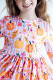 Pumpkin Party 3/4 Sleeve Pocket Twirl Dress