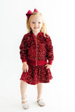 Cranberry Velvet Sequin Twirl Skort