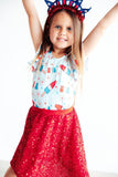 SALE Proudly Patriotic S/S Flutter Sleeve Leotard