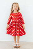 Red Polka Dots 3/4 Sleeve Pocket Twirl Dress