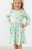 SALE Lucky Duck 3/4 Sleeve Pocket Twirl Dress